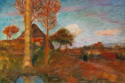 Herbstliche Abendsonne im Moor von Otto Modersohn