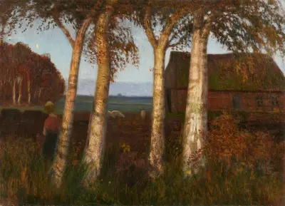 Unter Birken von Otto Modersohn