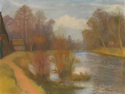 Vorfrühling an der Schleuse von Otto Modersohn