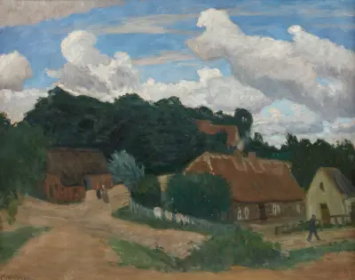 Worpswede – Dorfansicht mit Weyerberg von Otto Modersohn