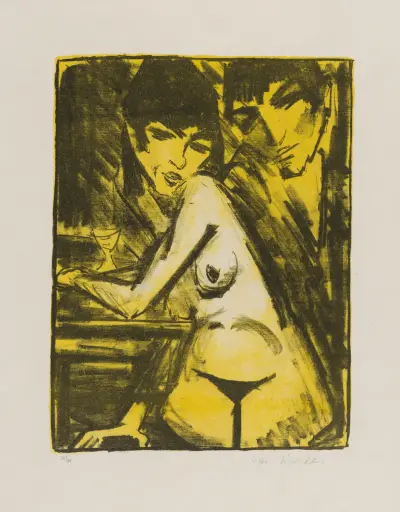 Couple at a Table (Self-Portrait with Maschka) av Otto Mueller