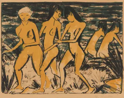 Fünf gelbe Akte am Wasser, 1921 – Nr. 2 – Nr. 2 von Otto Mueller
