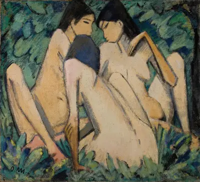 Three Women in a Wood av Otto Mueller