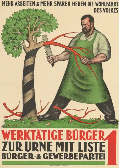 Werktätige Bürger – Zur Urne mit Liste 1 – Bürger- & Gewerbepartei av Otto Plattner