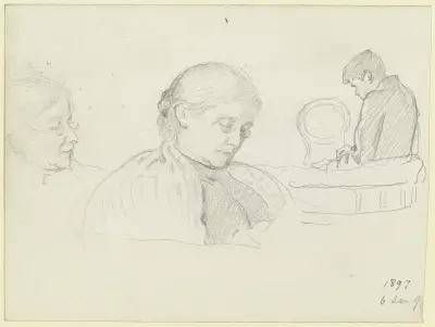 Die Familie des Künstlers (Luise und Victor Scholderer) von Otto Scholderer