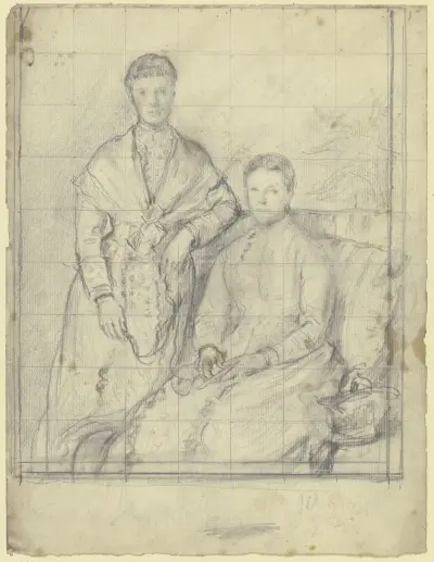 Doppelbildnis; Stehende und Sitzende von Otto Scholderer