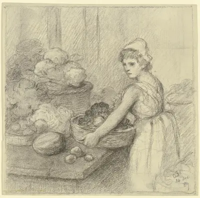 Gemüseverkäuferin, 1889 von Otto Scholderer