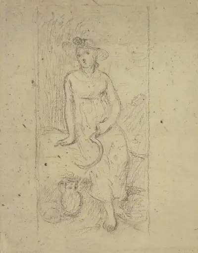 Mädchen mit Sichel von Otto Scholderer