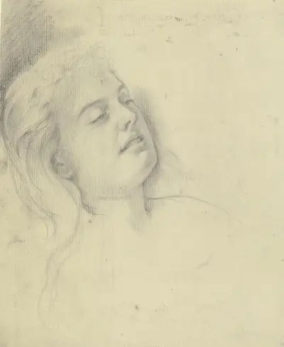 Kopf einer lagernden jungen Frau, 1892 – Nr. 2 von Otto Scholderer