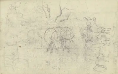 Landschaft mit Ochsen von Otto Scholderer