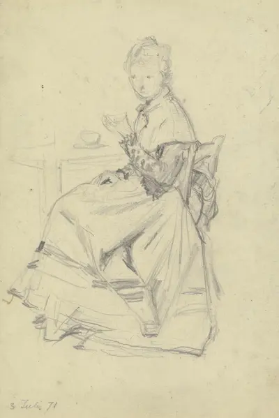 Luise Scholderer am Tisch sitzend, 1871 – Nr. 2 von Otto Scholderer