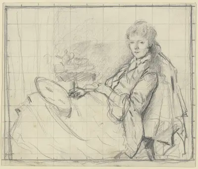 Luise Scholderer auf der Ottomane von Otto Scholderer