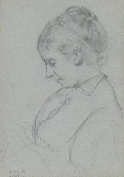Luise Scholderer, portret w profilu, Otto Scholderer