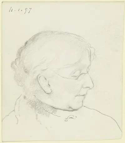 Luise Scholderer im Profil nach rechts von Otto Scholderer
