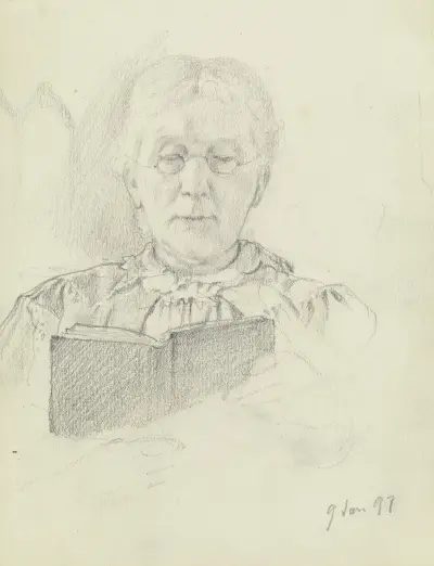Luise Scholderer lesend, 1897 von Otto Scholderer