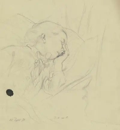 Luise Scholderer schlafend, 1871 von Otto Scholderer