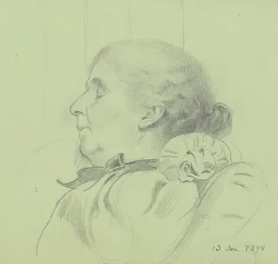 Luise Scholderer schlafend, 1898 von Otto Scholderer