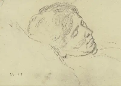 Luise Scholderer schlafend, 1887 von Otto Scholderer