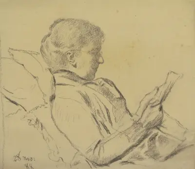 Luise Scholderer, Zeitung lesend, 1888 von Otto Scholderer