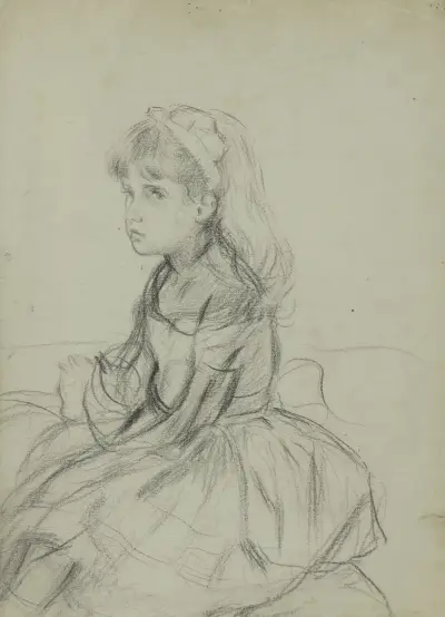 Mädchen mit Katze auf dem Schoß (My old Tom) von Otto Scholderer