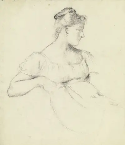 Sitzende aus der 'Vorbereitung zum Kostümball', 1879 – Nr. 2 von Otto Scholderer
