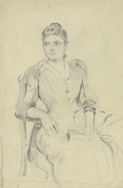 Sitzende Dame mit Fächer von Otto Scholderer