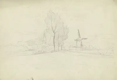 Miasto z wiatrakiem i rzędem drzew – nr 2, Otto Scholderer