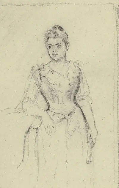 Stehende Dame mit Fächer von Otto Scholderer