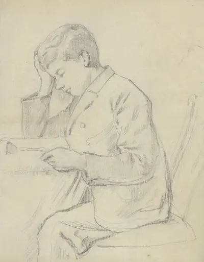 Victor Scholderer czytający przy stole, Otto Scholderer