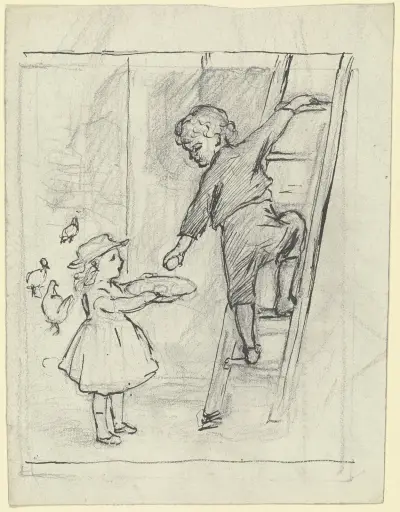 Zwei Kinder beim Eierholen von Otto Scholderer