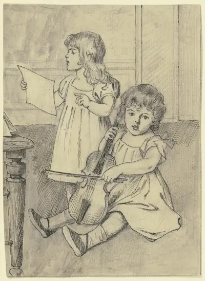 Zwei musizierende Kinder – Nr. 2 von Otto Scholderer