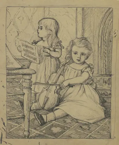 Zwei musizierende Kinder – Nr. 1 von Otto Scholderer
