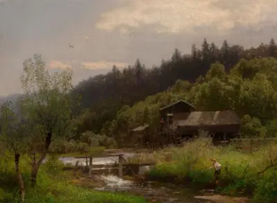 Farm House by the Creek av Hermann Ottomar Herzog