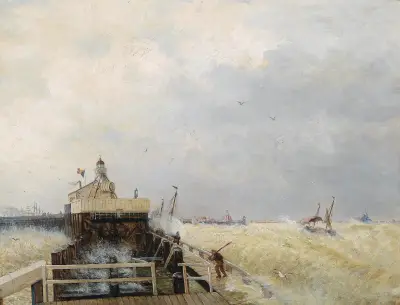 Hafen in Ostende av Hermann Ottomar Herzog
