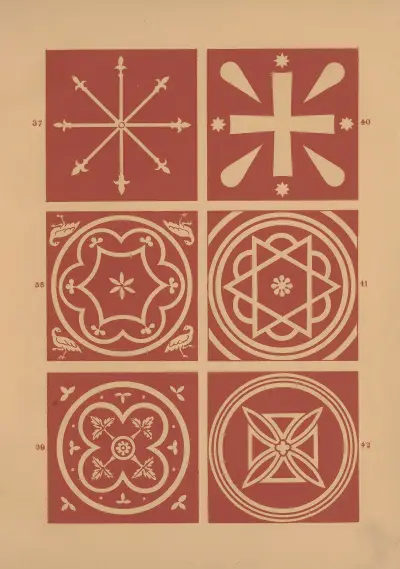 Exempel på encaustic tiles Pl.06 av Owen Jones