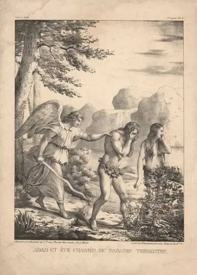Adam et Eve chasses du Paradis terre-stre av P. Bineteau