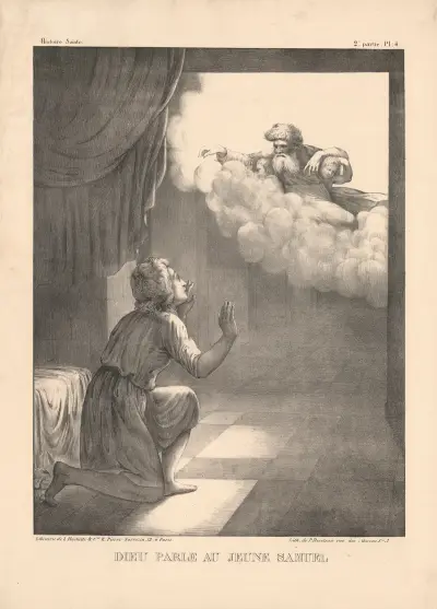 Dieu parle au jeune Samuel. av P. Bineteau
