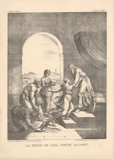 La reine de Saba visite Salomon av P. Bineteau