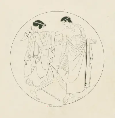 Mercury pursuing Apollo to seize his lyre av P. Bineteau