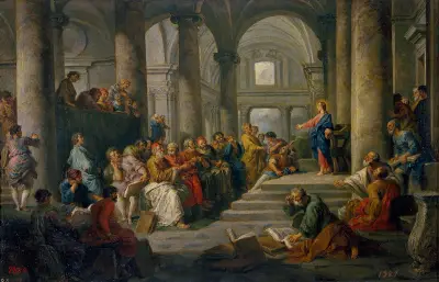 Jesus bland lärarna av Giovanni Paolo Panini