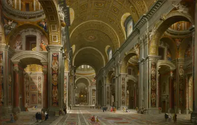 Interior of St. Peter’s, Rome av Giovanni Paolo Panini