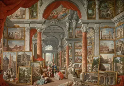 Picture Gallery with Views of Modern Rome av Giovanni Paolo Panini