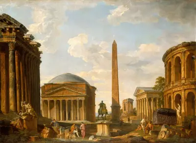 Roman Capriccio; The Pantheon and Other Monuments av Giovanni Paolo Panini