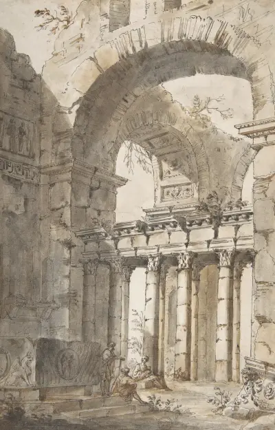 Ruins of a Basilica or Mausoleum av Giovanni Paolo Panini