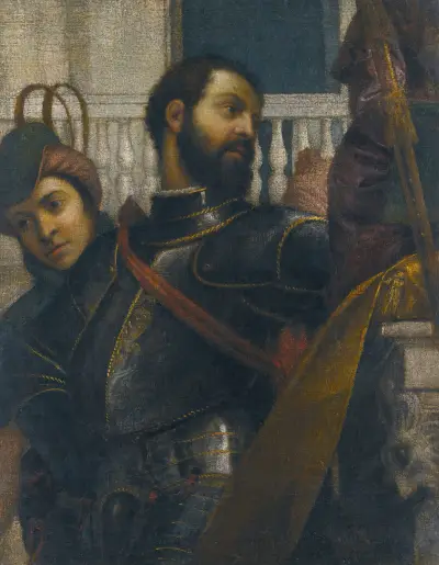 A Knight And His Page av Paolo Veronese