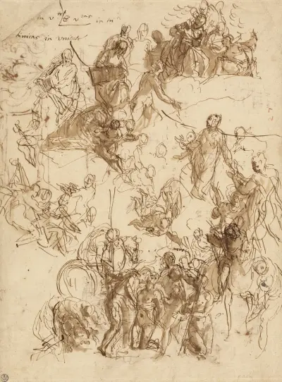 Sheet of Studies for ‘The Martyrdom of Saint George’ av Paolo Veronese
