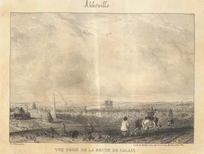 Abbeville – utsikt från vägen mot Calais av Richard Parkes Bonington