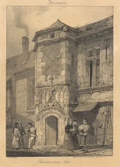 Beauvais – inre av en gård av Richard Parkes Bonington