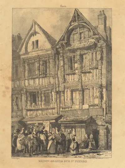 Caen – hus vid Grande Rue Saint-Pierre av Richard Parkes Bonington