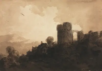 Landscape with Castle Ruin av Richard Parkes Bonington